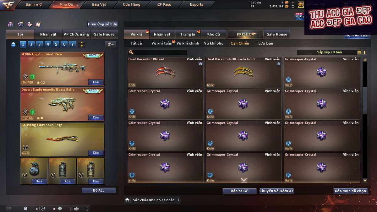 shop acc cf uy tin gia re